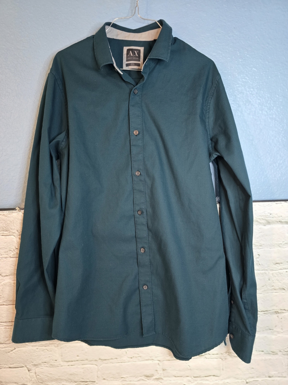 Armani Exchange Teal Green Long-Sleeve Button-Down Shirt Sz L